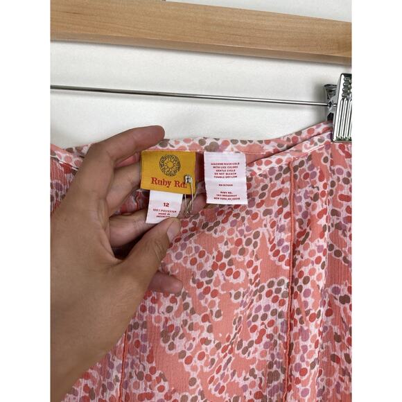 Y2K Dot Midi Skirt Pink Sheer Layered Lined Size 12 Coquette Dainty Ballet - Picture 10 of 11